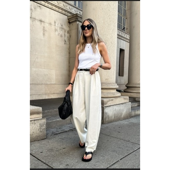 Frankie Shop Pants - Frankie Shop Pleated White Trousers Relaxed Fit Quiet Luxury Old Money Sz Small